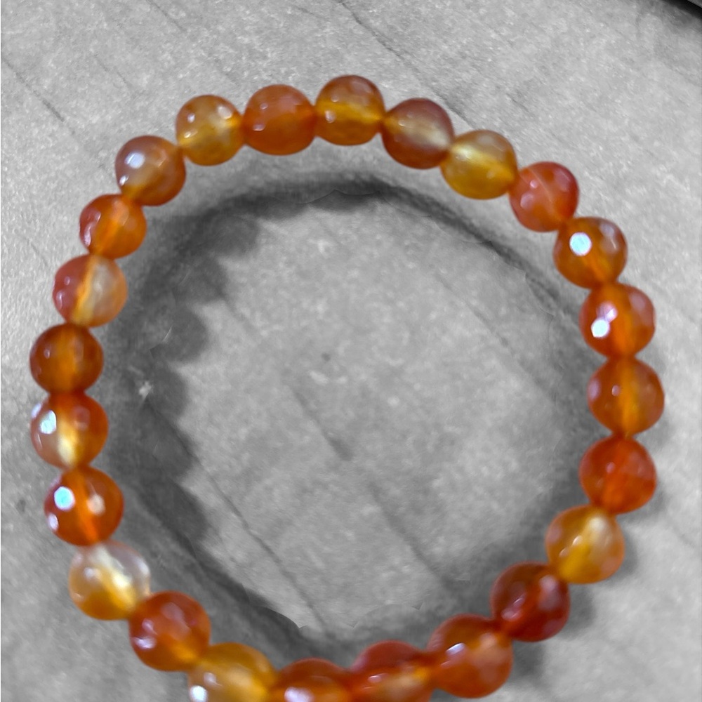 0223B Lustrous Carnelian Faceted Bead Healing Bracelet